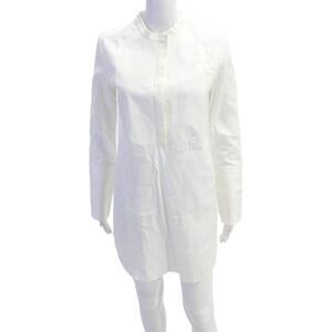 Protagonist Womens Cotton Long Sleeve Button Up Shirt Dress White Size 4